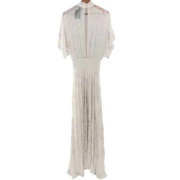 RETROFETE CHLOE EMBELLISHED SILK CHIFFON‎ DRESS WHITE XS - Picture 14 of 14